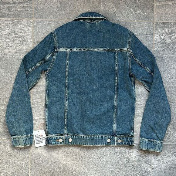 NWT Asos Regular Denim Trucker Jean Jacket Mid Medium Wash Side Pockets X-Small - Picture 7 of 16